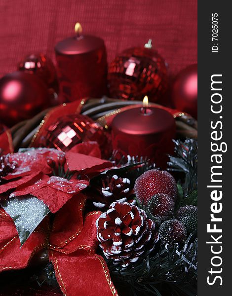 New year's and christmas decoration with candle. New year's and christmas decoration with candle