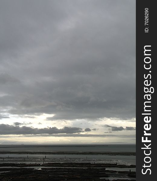 Stormy ocean with dark clouds