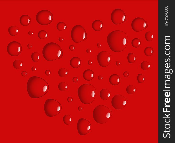 Red heart made of water drops. Red heart made of water drops