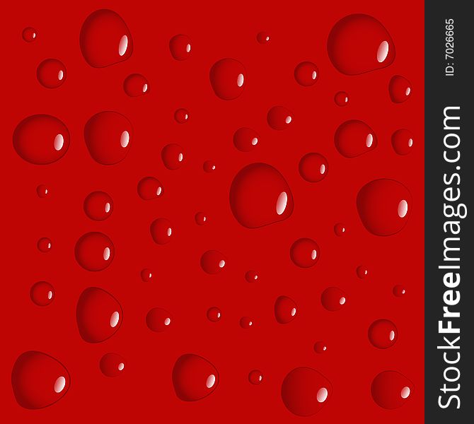 Background with red water drops. Background with red water drops