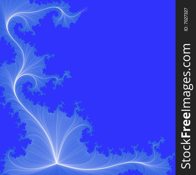 The elegant curves of the pattern of thin lines on a blue background. An abstract illustration. The elegant curves of the pattern of thin lines on a blue background. An abstract illustration.