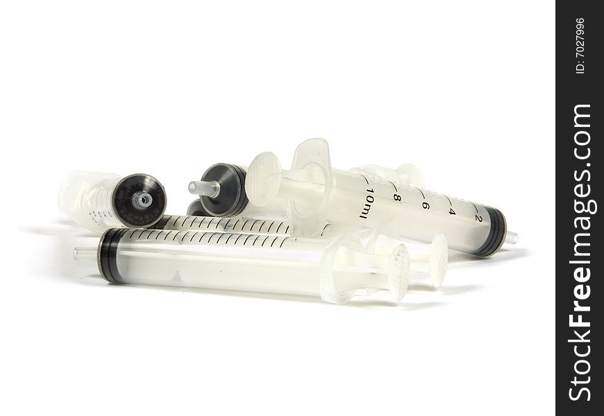 Medical syringes isolated on a white background