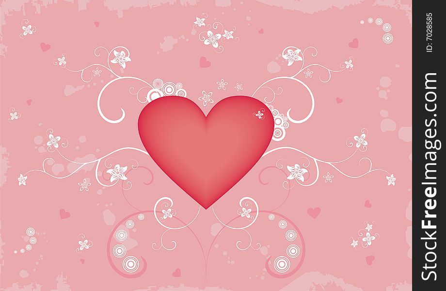 Grunge abstract Valentine's background with hearts
