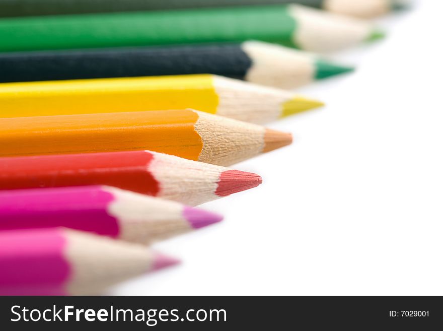 Line Of Colorful Pencils Isolated