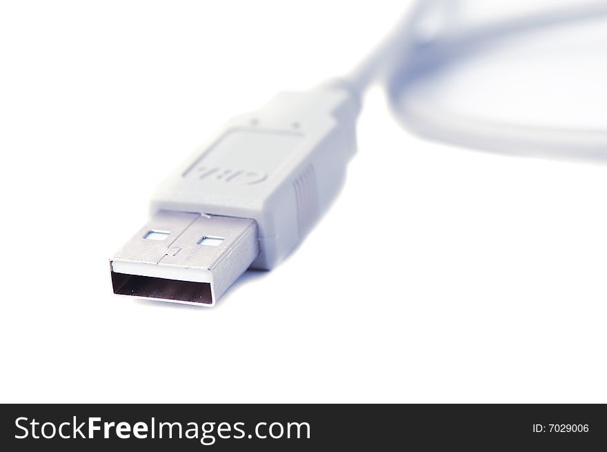 Close-up usb connector isolated on white