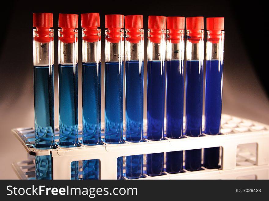 Test tube with blue sample