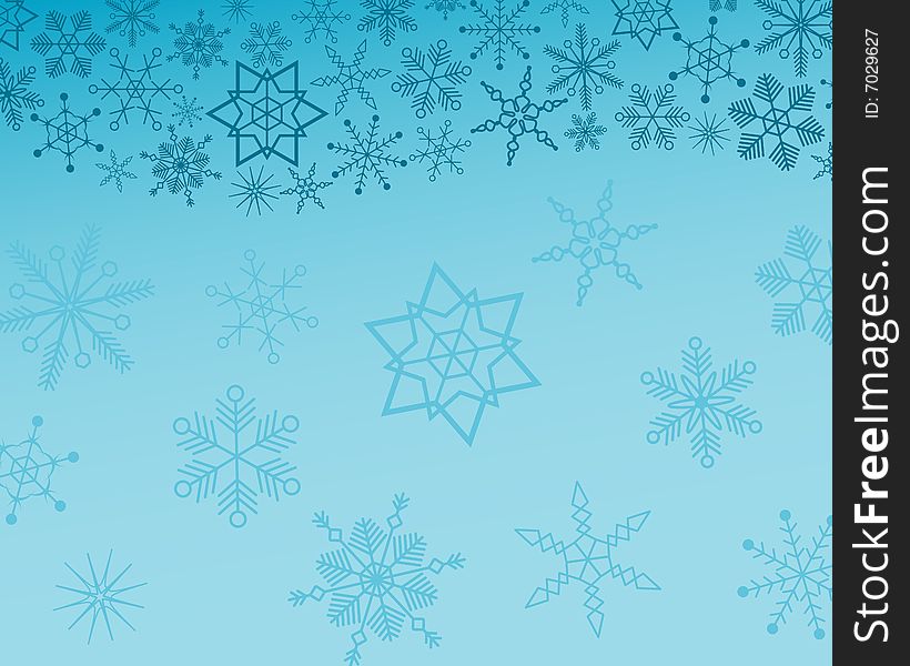 Blue christmas card background with snowflakes