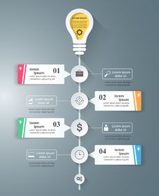 Business Infographics Origami Style Vector Illustration. Bulb Icon. Light Icon. Royalty Free Stock Photography Business Infographics Origami Style Vector Illustration. Bulb Icon. Light Icon. Royalty Free Stock Photography