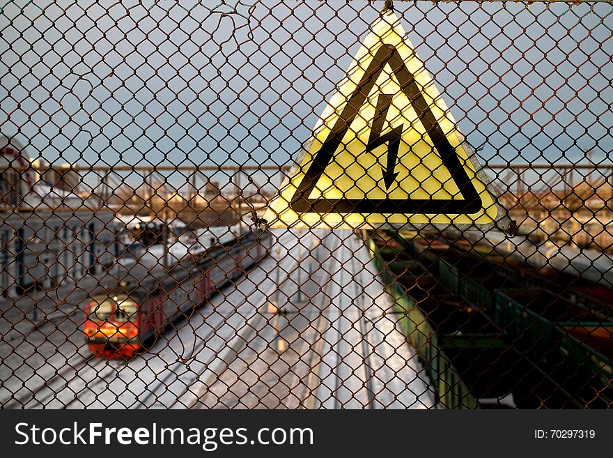 The sign over the railway. The sign over the railway