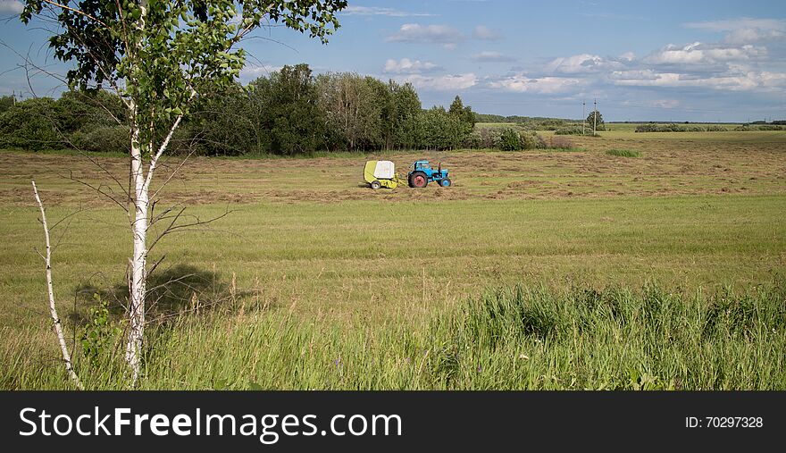 Tractor on the field during work