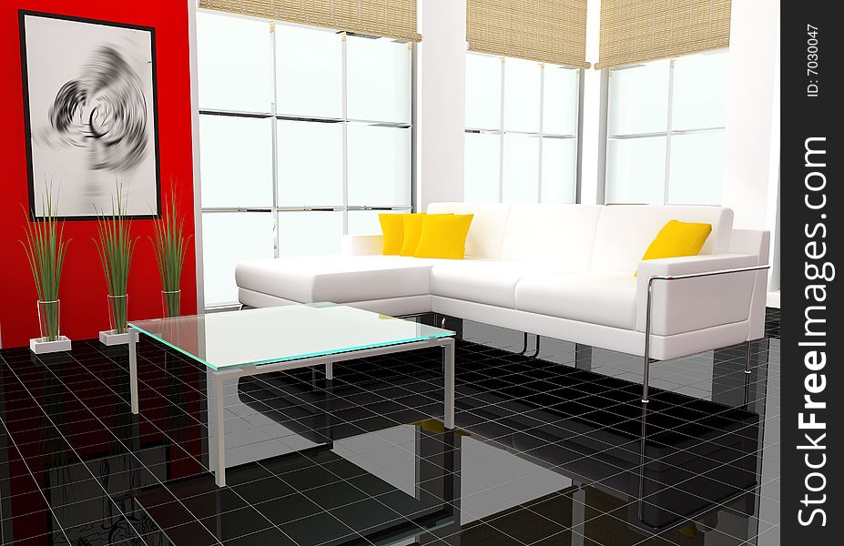 Modern interior with furniture for office