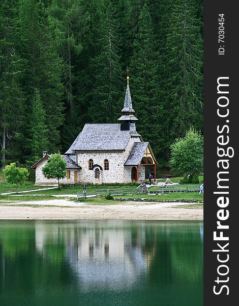 A small chapel close to the Pragser Wildsee