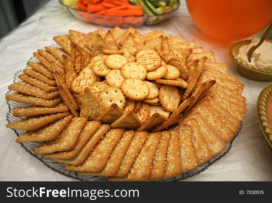 Crackers Arranged on a Platter. Crackers Arranged on a Platter