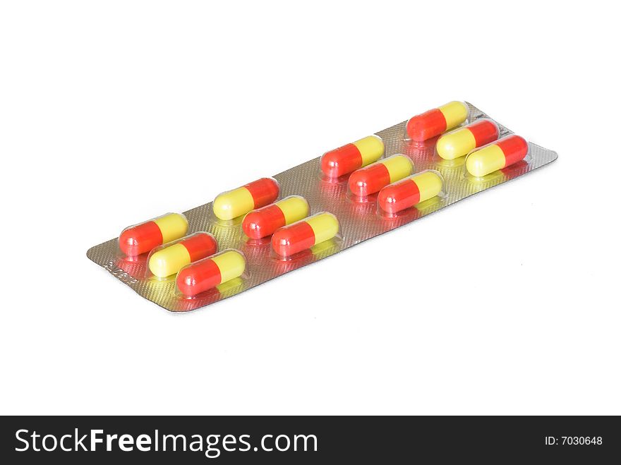 Packs of vitamins on the white isolated background