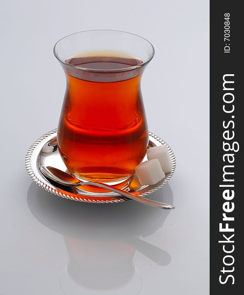 Hot tea on white background