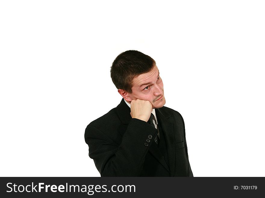 Man in suit on white background