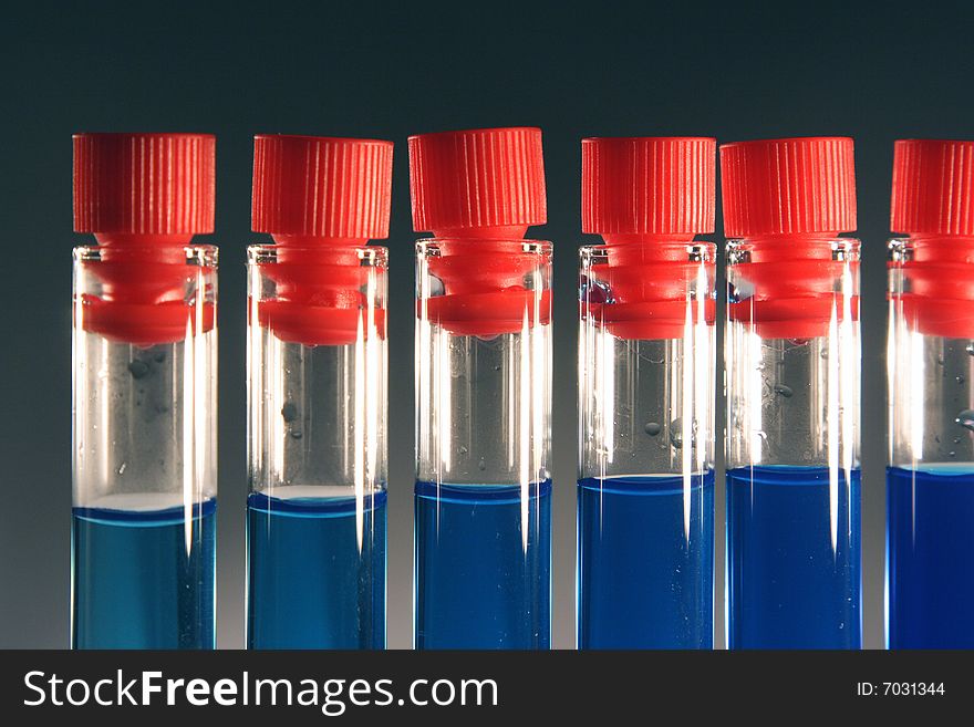 Test tube with blue sample