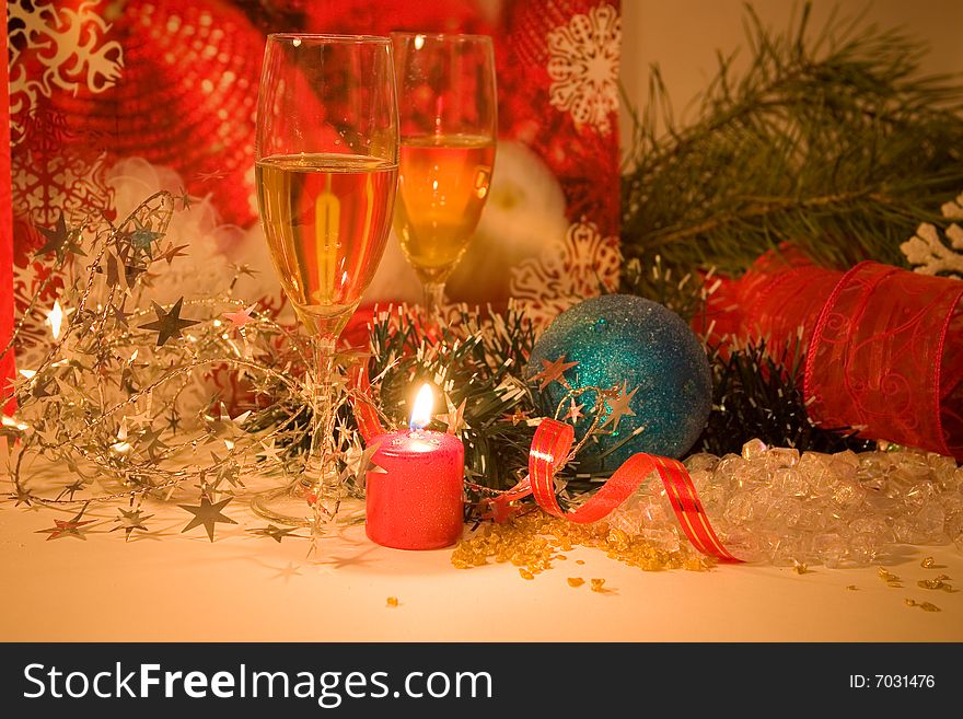 Christmas Composition With Candle