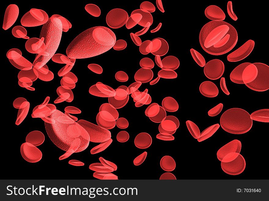 Red blood cells, 3d render