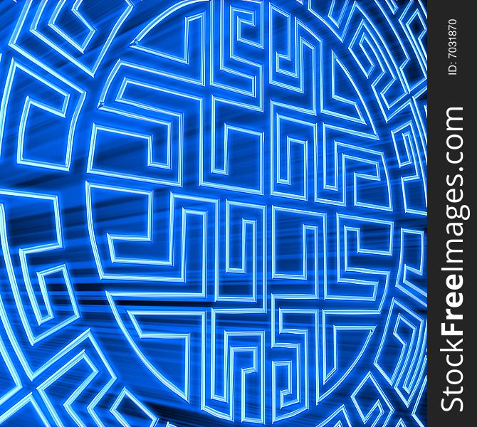 3d render round labyrinth with blue light. 3d render round labyrinth with blue light