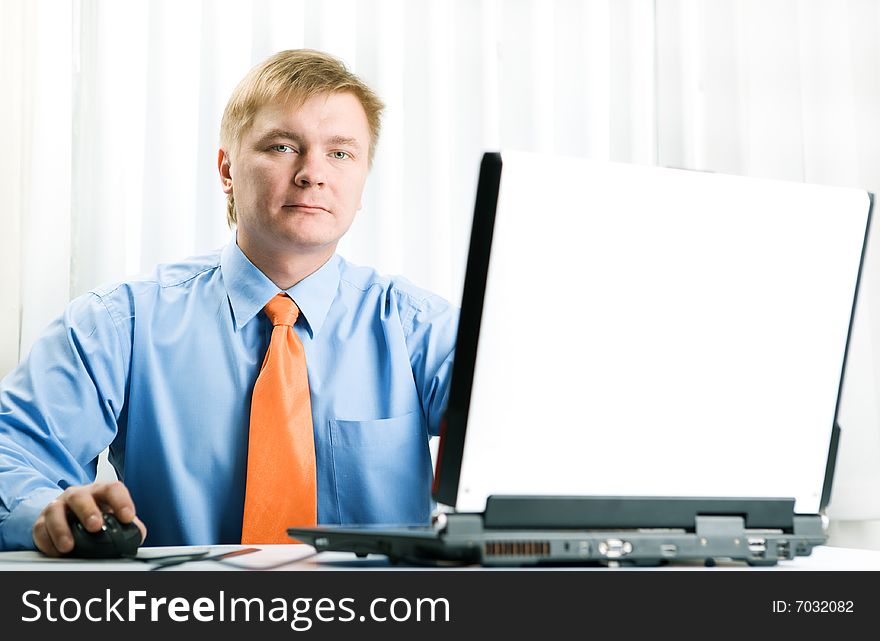 Young  Businessman With Laptop