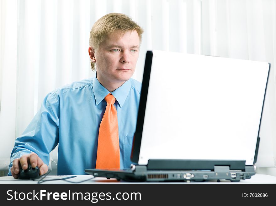 Young  businessman work on laptop. Young  businessman work on laptop