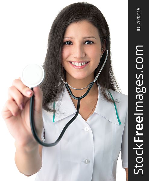 Portrait of a doctor on white background