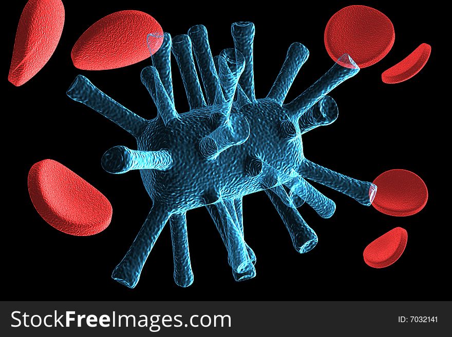 Microbe and red blood cells