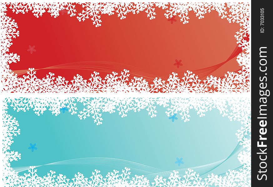 Set of red and blue christmas banners. Set of red and blue christmas banners