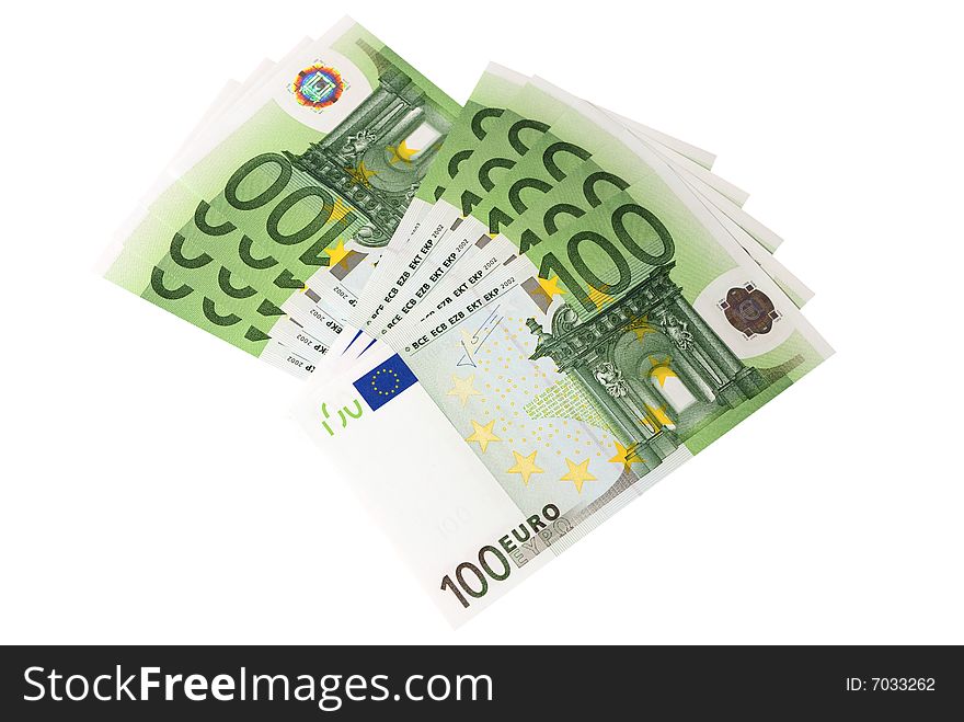 One hundred euro banknotes (isolated)