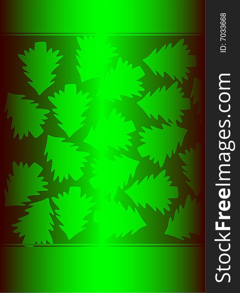 Green background with christmas trees, vector illustration