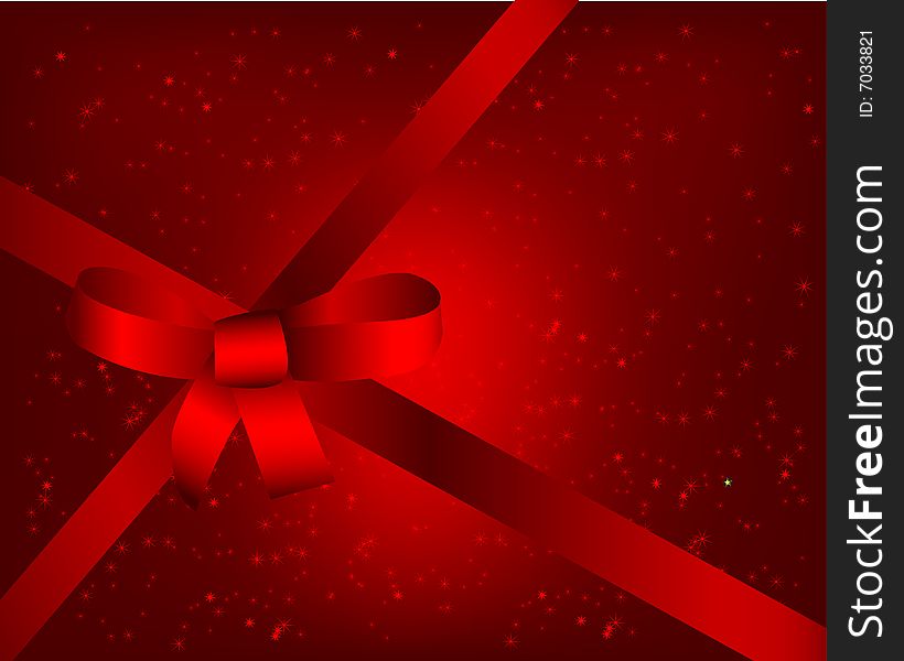 Red background with ribbon, vector illustration