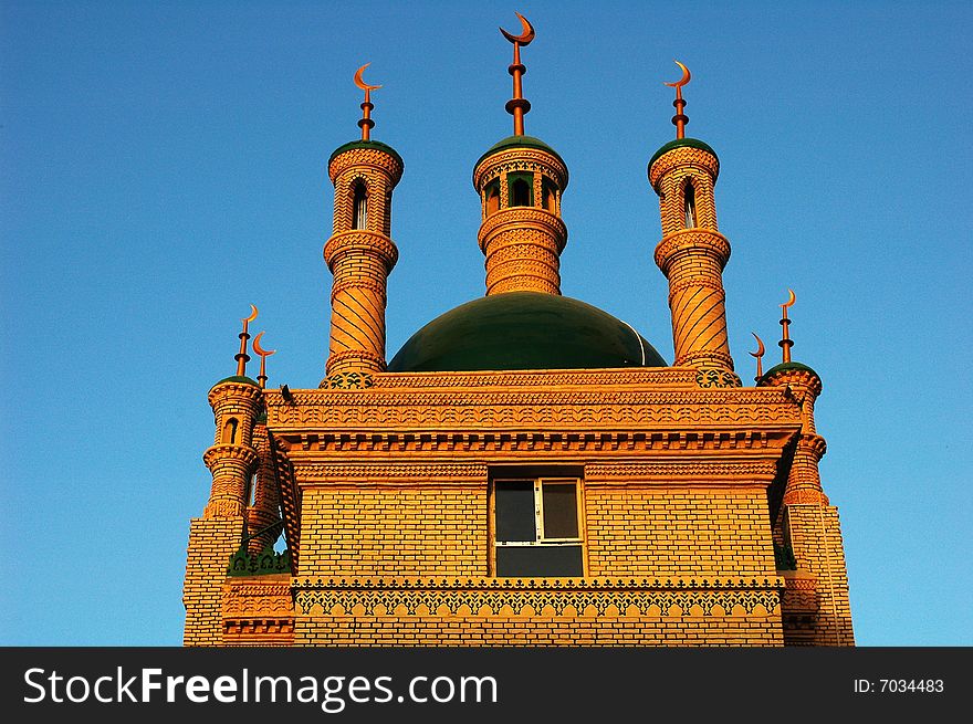 Roof of a mosque in Sinkiang,China