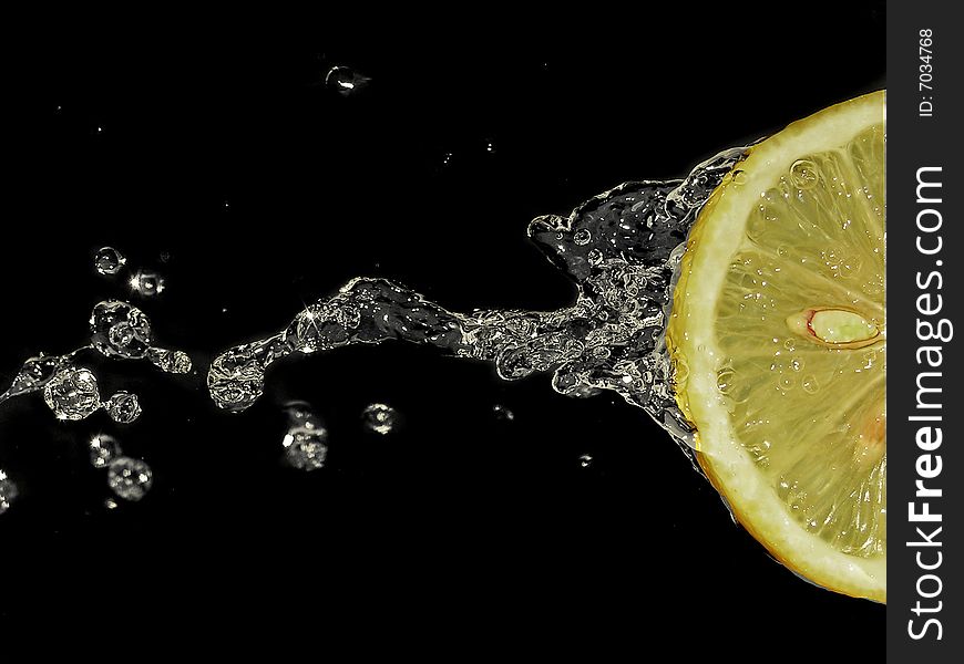 Abstract picture of lemon in water. Abstract picture of lemon in water