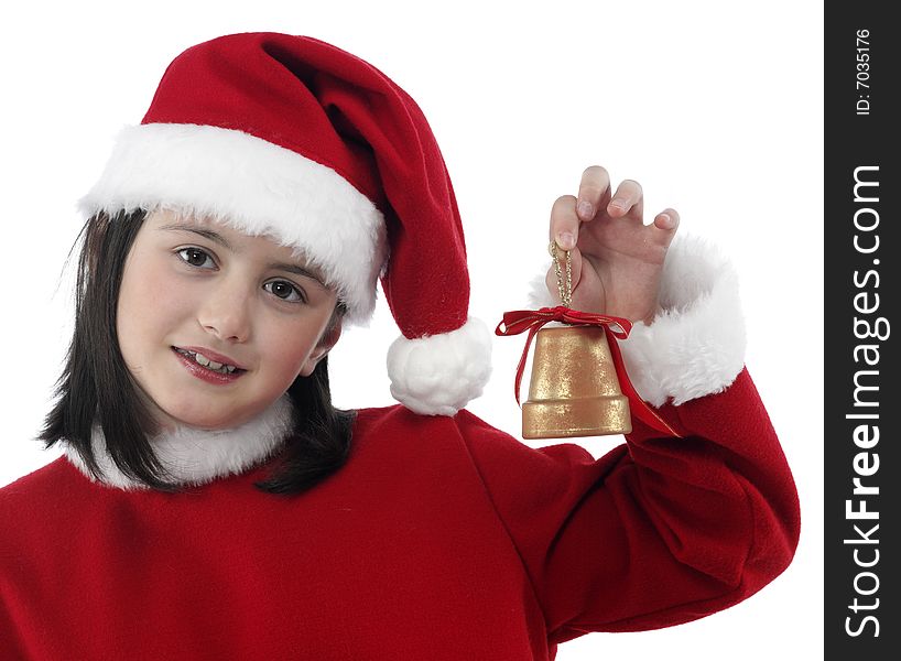 Pretty Little Girl With Christmas Clothes