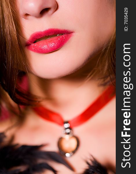 Close-up of red sensual female lips