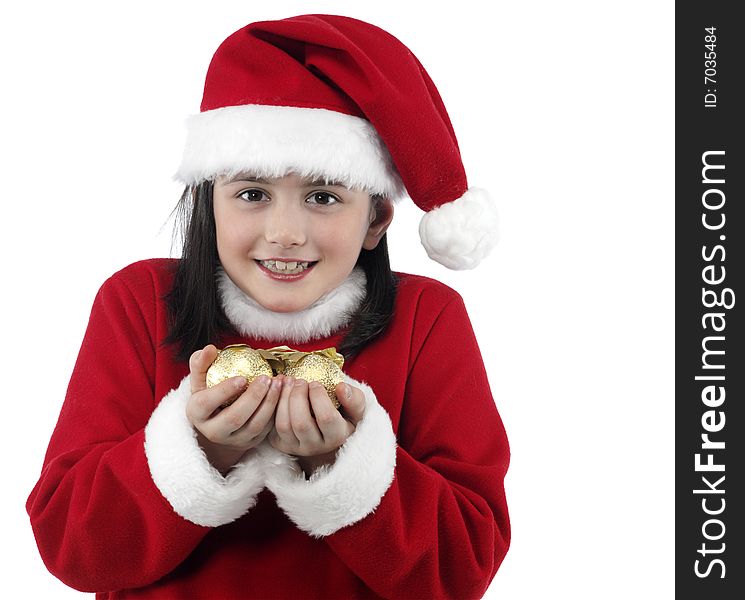 Pretty Little Girl With Christmas Clothes