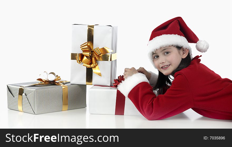X-mas little girl with presents