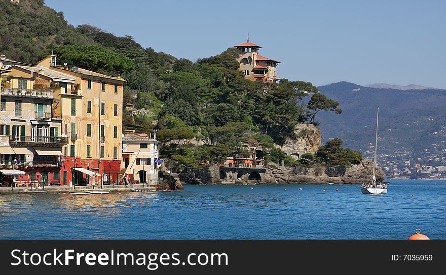 View on Portofino - small village in Liguria, Italy. View on Portofino - small village in Liguria, Italy.