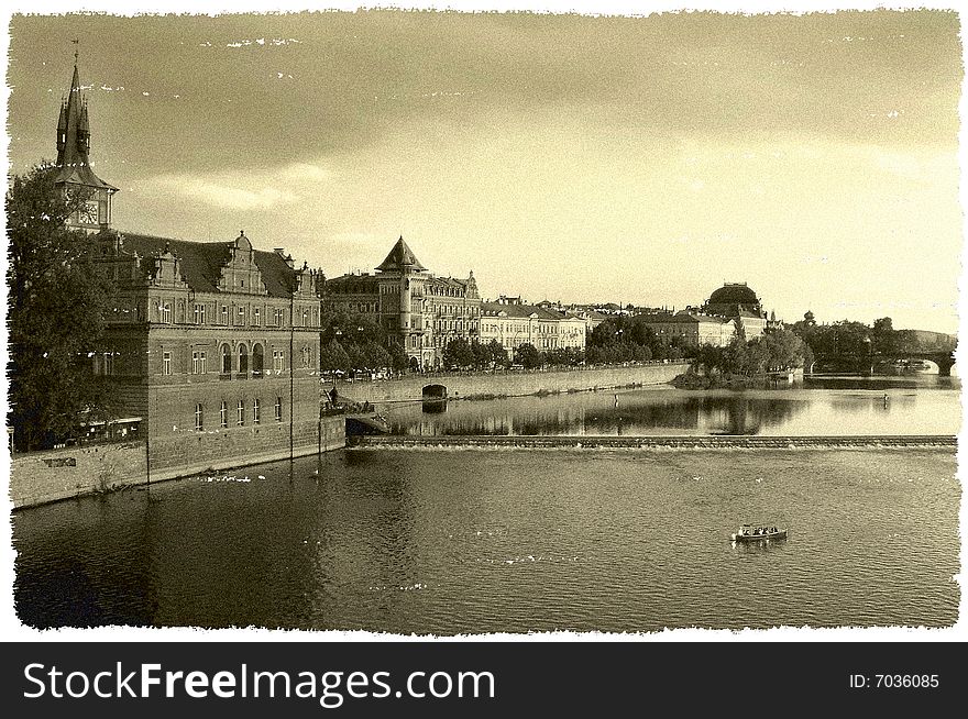 Old style photo of Prague. Old style photo of Prague.