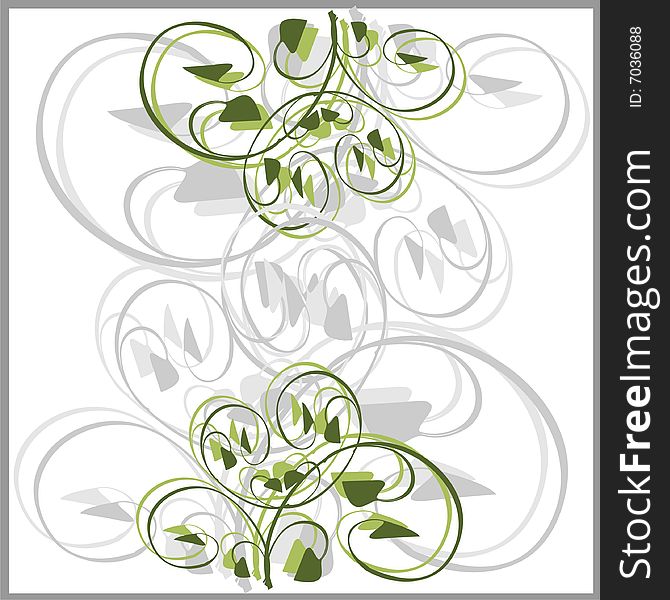 Green abstract curlicues. Vector illustration