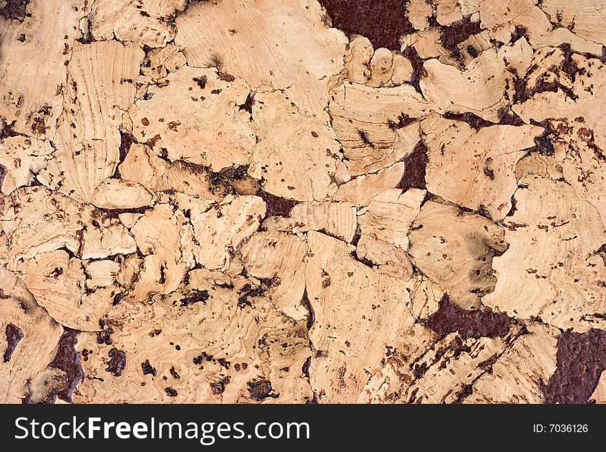 Close-up cork color textured background. Close-up cork color textured background