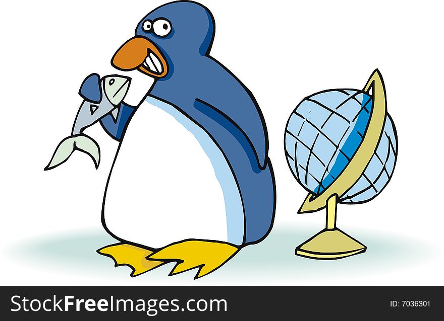 Penguin With Fish