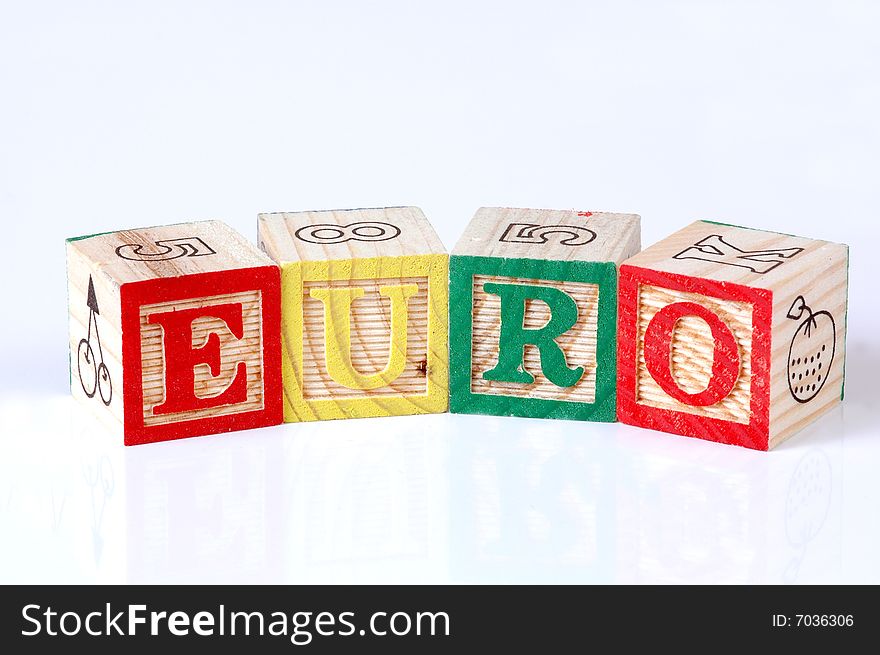 The word Euro in blocks, isolated in white.