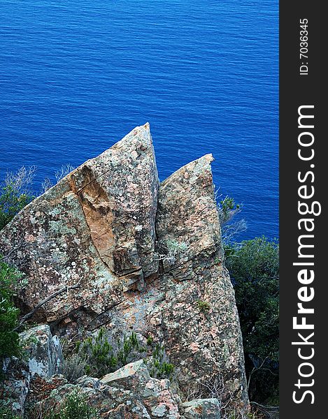 Shaped rocks at the coast France Corsica