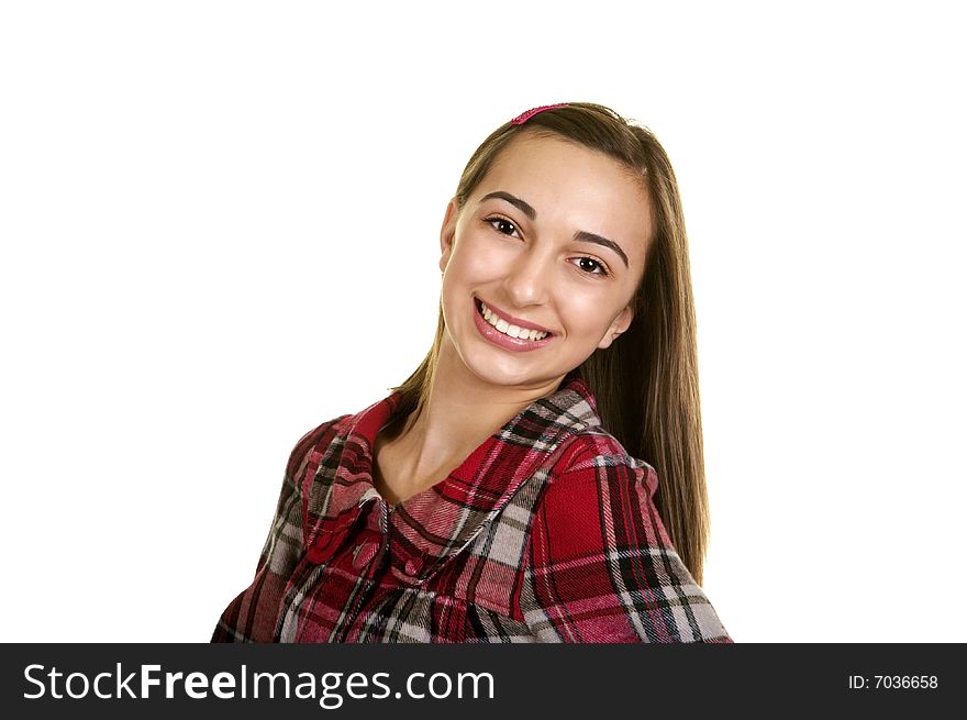 Portrait of a beautiful brunette teenage girl with a nice smile. Portrait of a beautiful brunette teenage girl with a nice smile