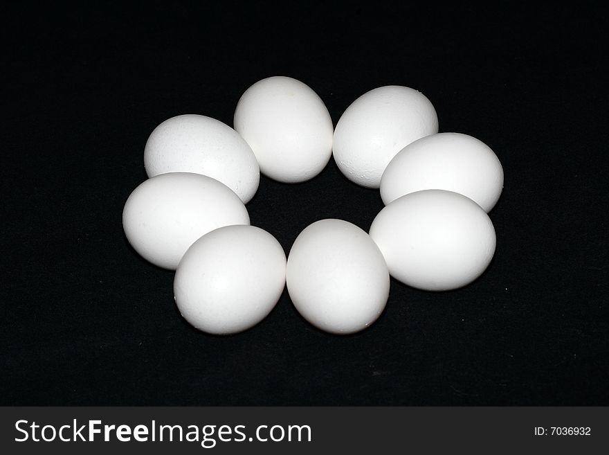 Eggs arranged in an oval pattern. Eggs arranged in an oval pattern