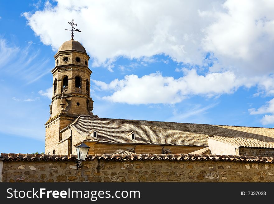 Beautiful famous belfry of Cathedral Baeza, Andalusia, Spain