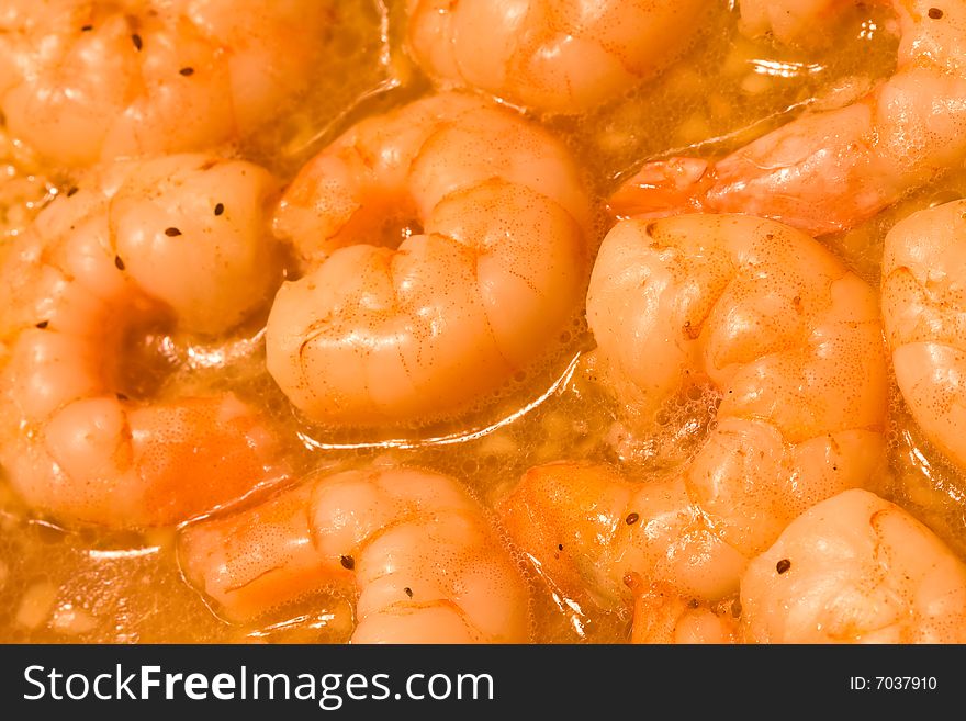 Shrimp scampi hot and fresh out of the oven
