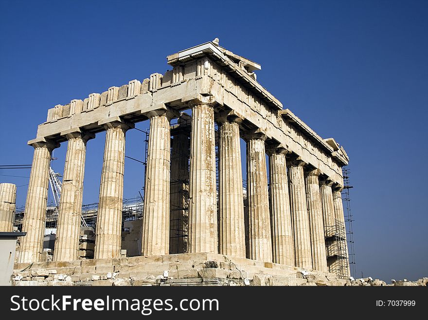 Parthenon in Greece and blue sky